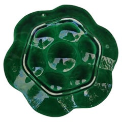 French Majolica Green Oyster Plate Luneville