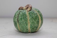 French Majolica Green Pumpkin Gourd (Decorative Antique Coin Piggy Bank)