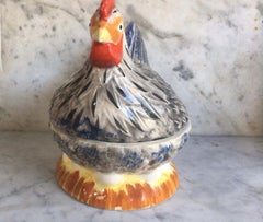 French Majolica Hen Tureen Caugant