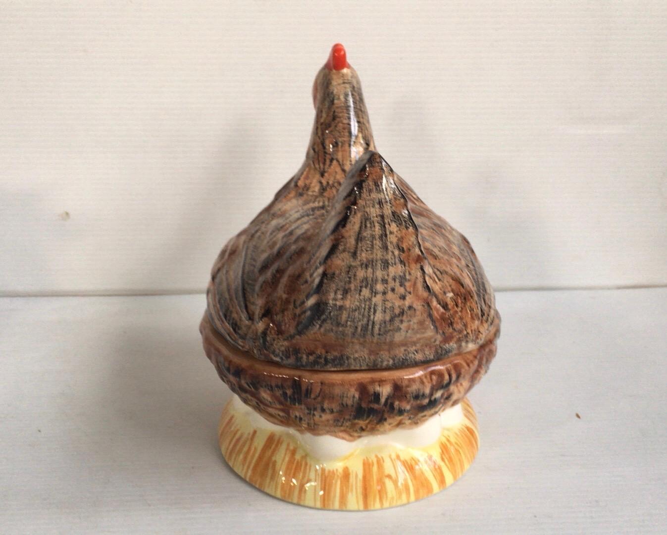 Country French Majolica Hen Tureen Caugant 