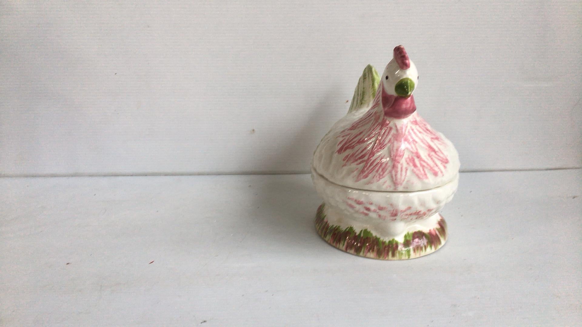 Country French Majolica Hen Tureen Caugant