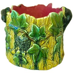 French Majolica Ivy and Lizards Jardinière, circa 1880