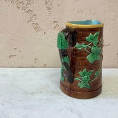 French Majolica Ivy Pitcher Sarreguemines, circa 1880