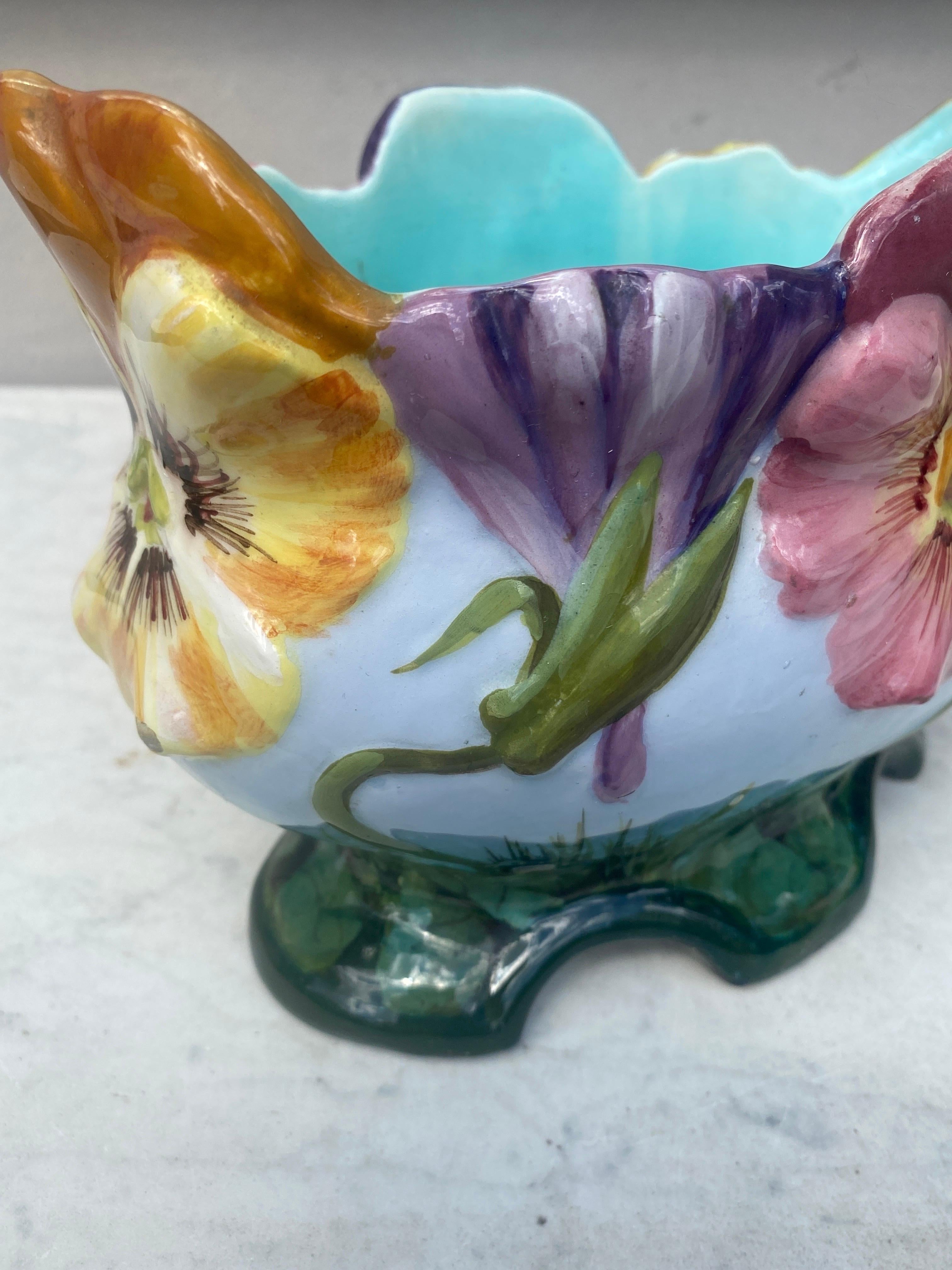 Jardinière Pansies Delphin Massier, vers 1890 en vente 1