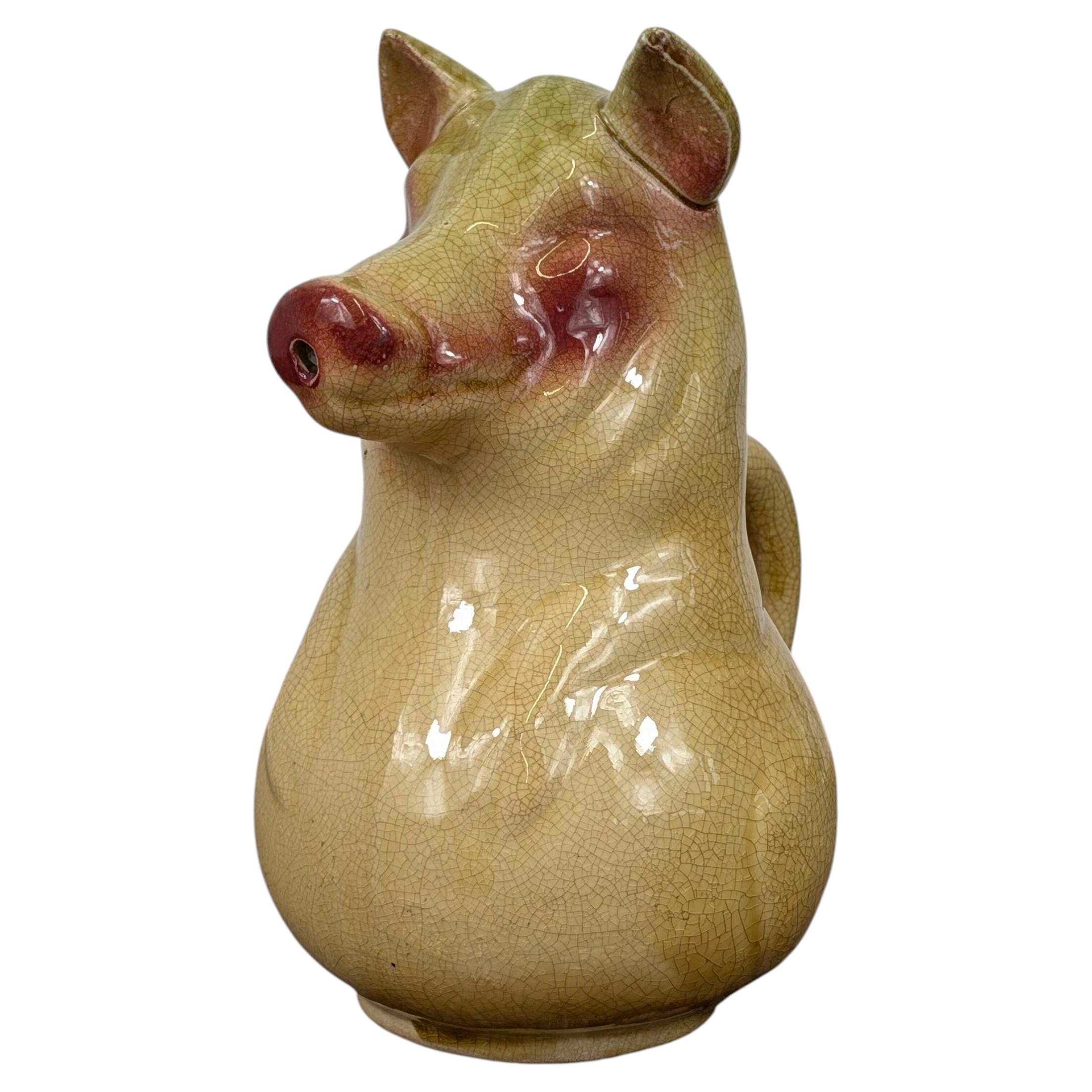 French Majolica Jug by Sarreguemines, Circa 1900