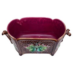 French Majolica Leaves Jardinière, circa 1880