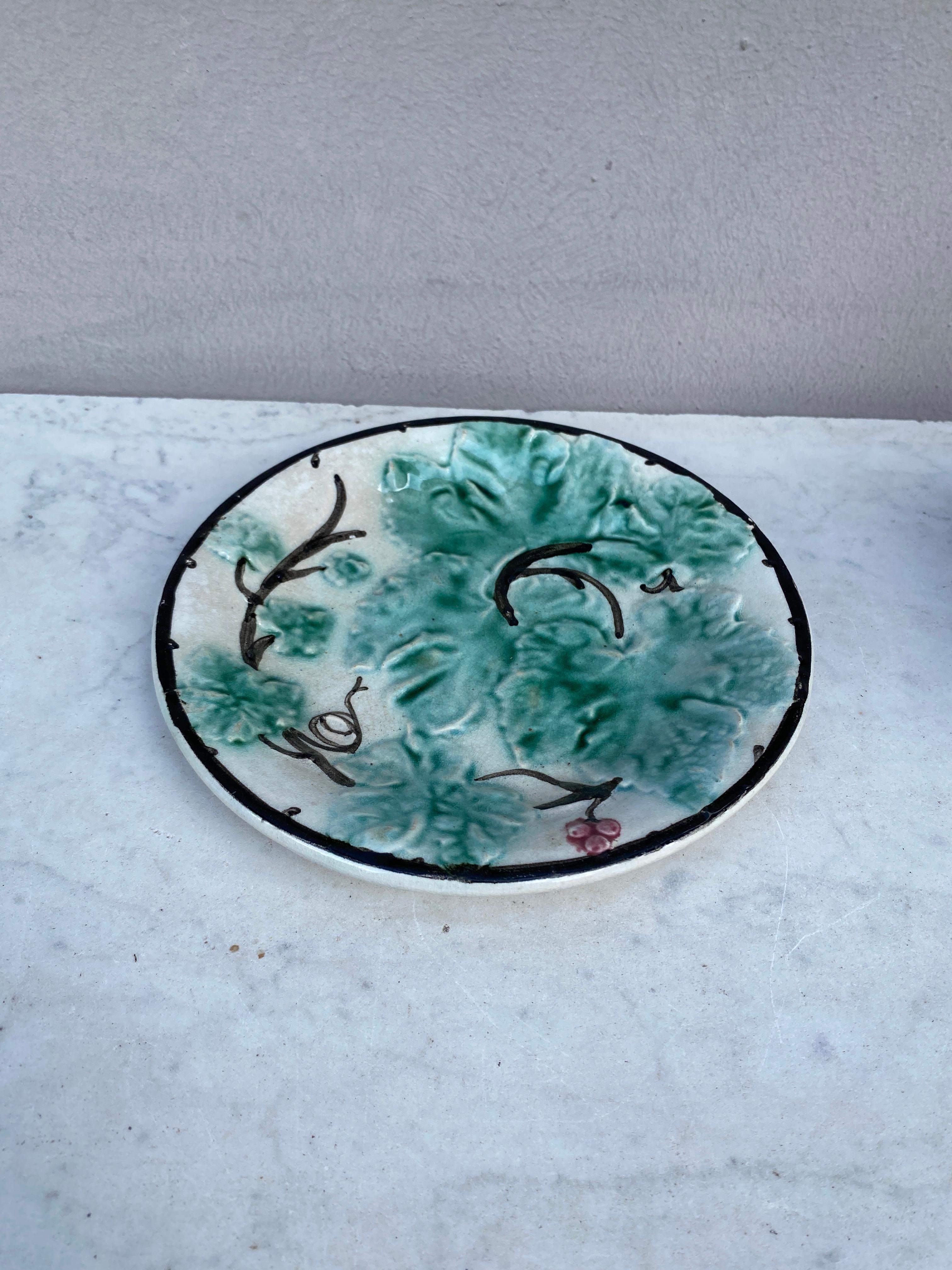 French Majolica leaves plate, circa 1880.
