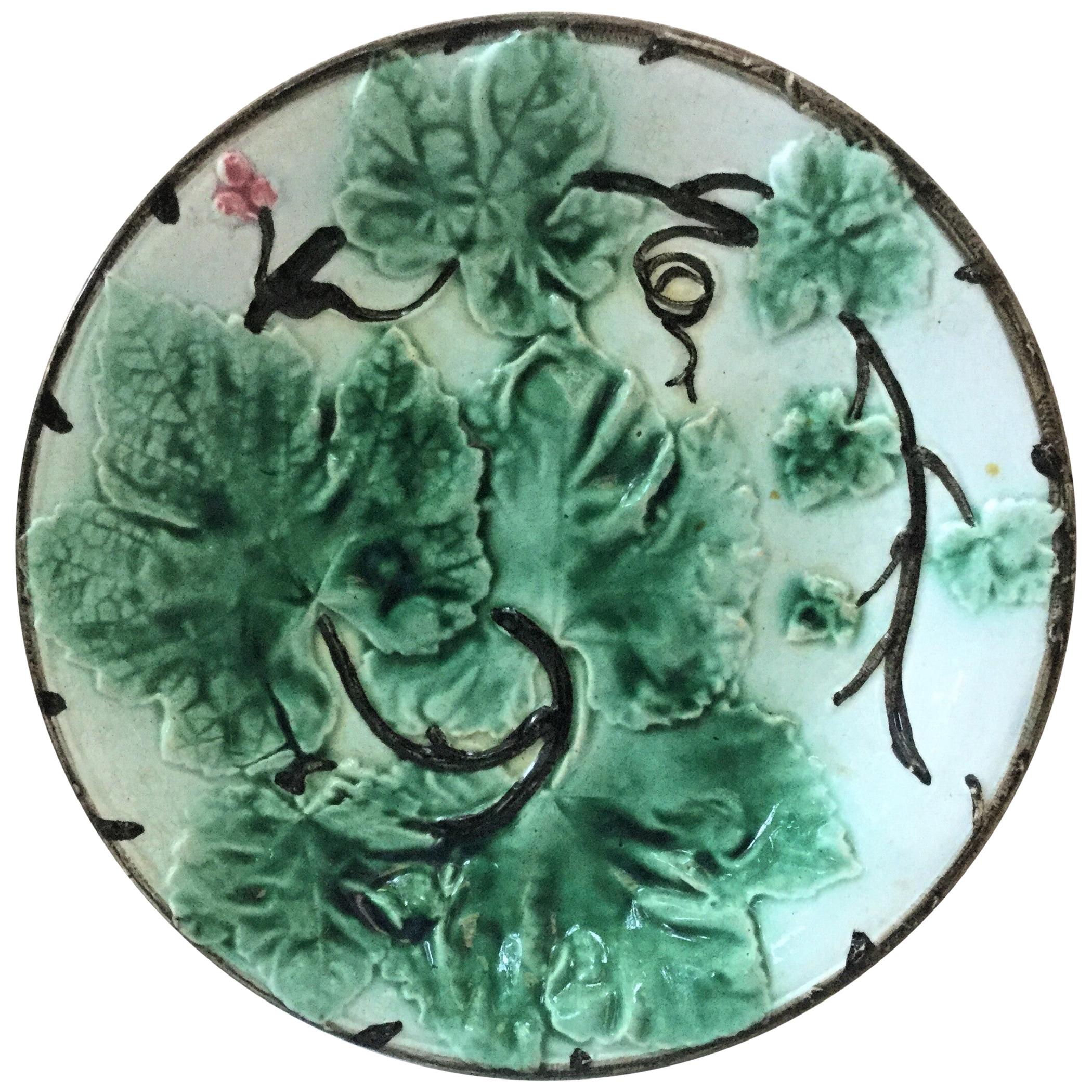 French Majolica Leaves Plate, circa 1880