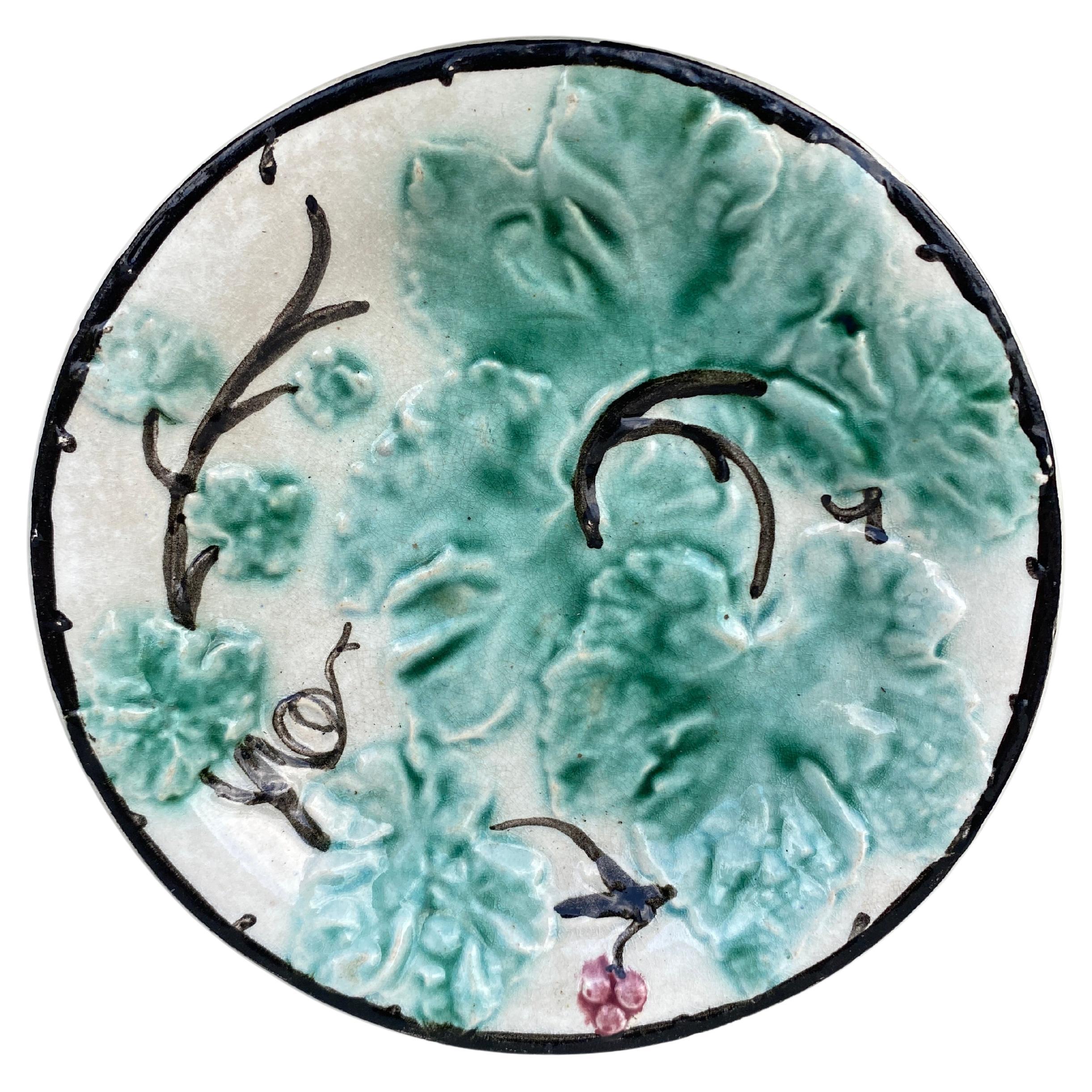 French Majolica Leaves Plate, circa 1880