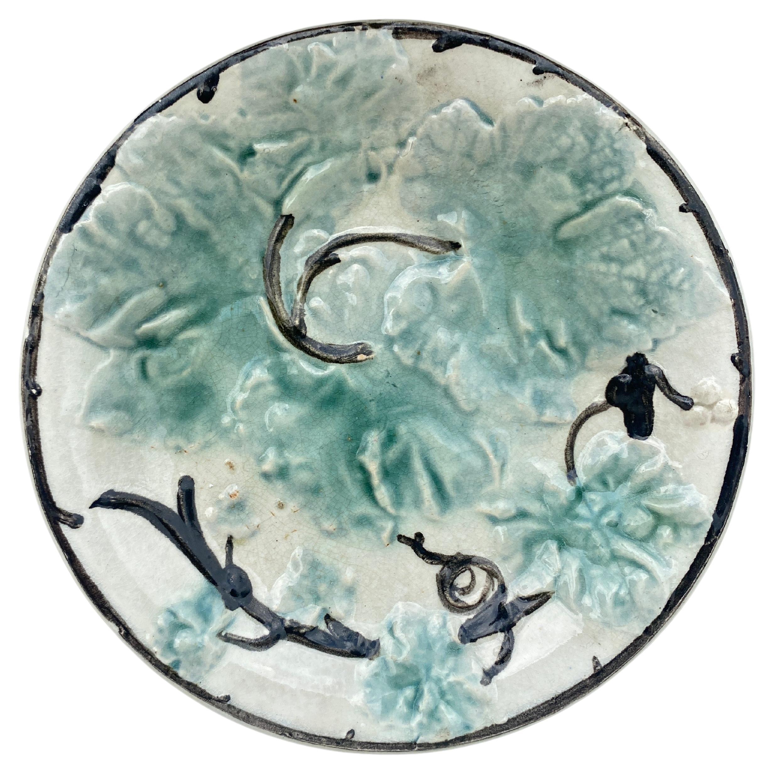 French Majolica Leaves Plate, circa 1880