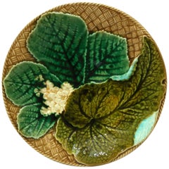 French Majolica Leaves Plate Clairefontaine, circa 1890