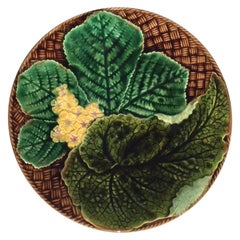 French Majolica Leaves Plate Clairefontaine, circa 1890
