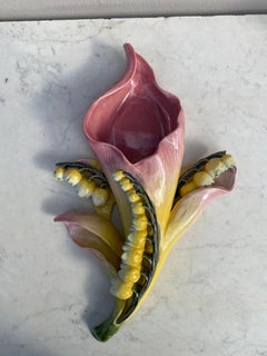 French Majolica Lily Of the Valley Wall Pocket Fives Lille Circa 1890