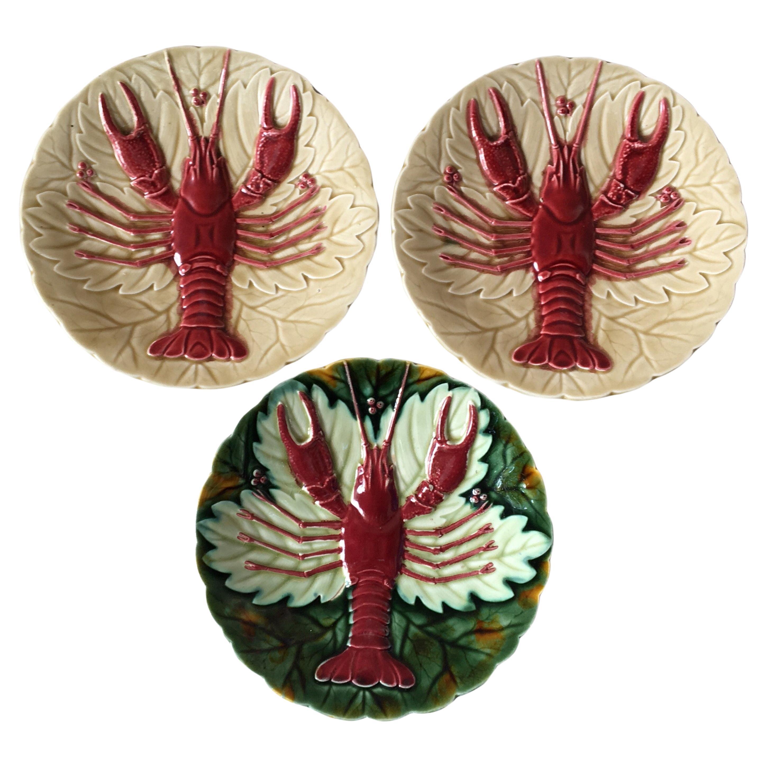 French Majolica Lobster Plate Choisy Le Roi Circa 1930 For Sale 1