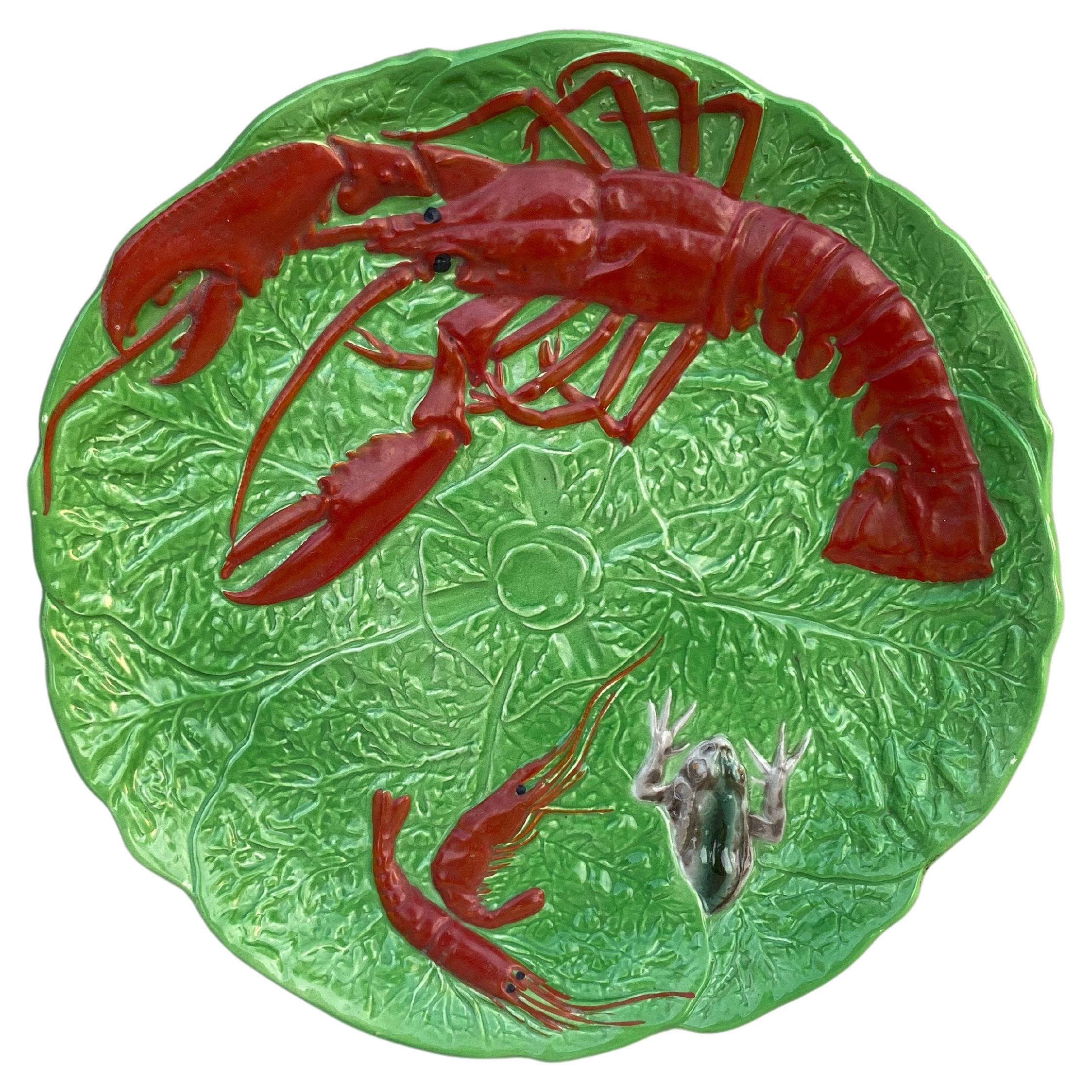 French Majolica Lobster Platter Choisy Le Roi Circa 1930 For Sale