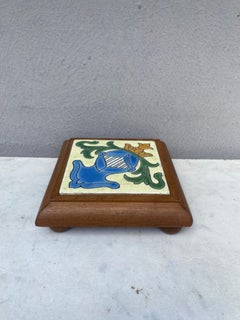 French Majolica Medieval Helmet Coaster