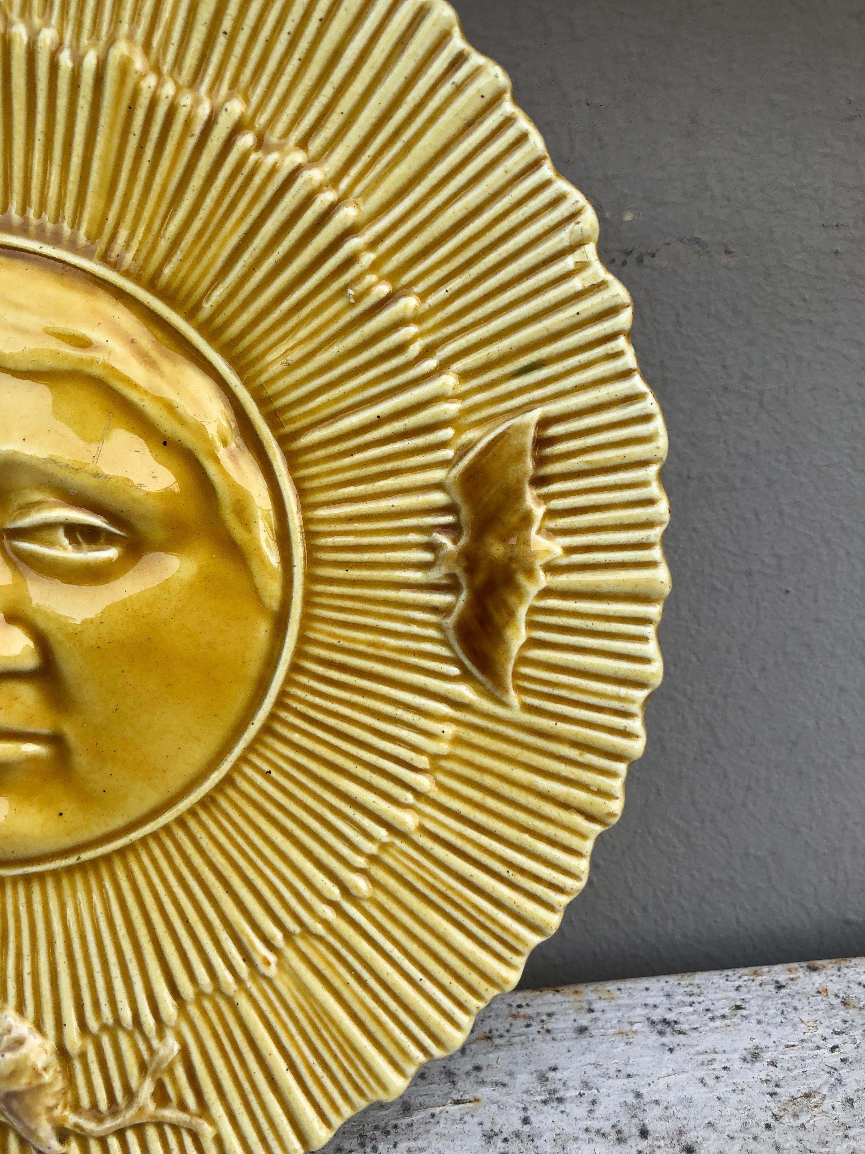 French Majolica Moon Wall Plate, circa 1880 In Good Condition In Austin, TX