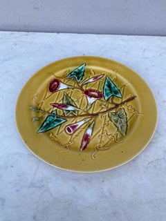 French Majolica Morning Glory Plate Luneville, circa 1880