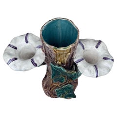19th Century French Majolica Morning Glory Vase Fives Lille
