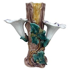19th Century French Majolica Morning Glory Vase Fives Lille
