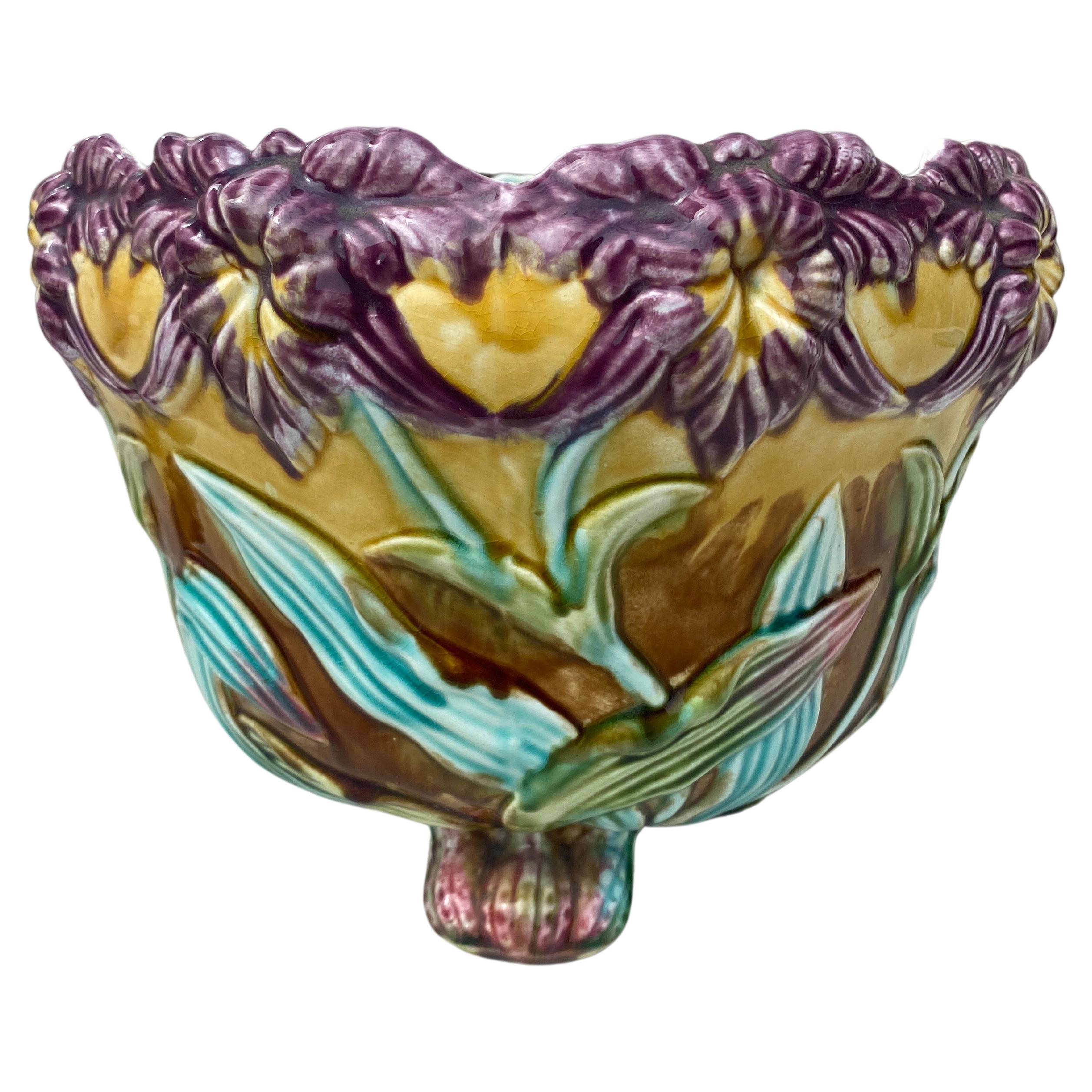 Aesthetic Movement French Majolica Orchid Jardinière Onnaing, circa 1880 For Sale