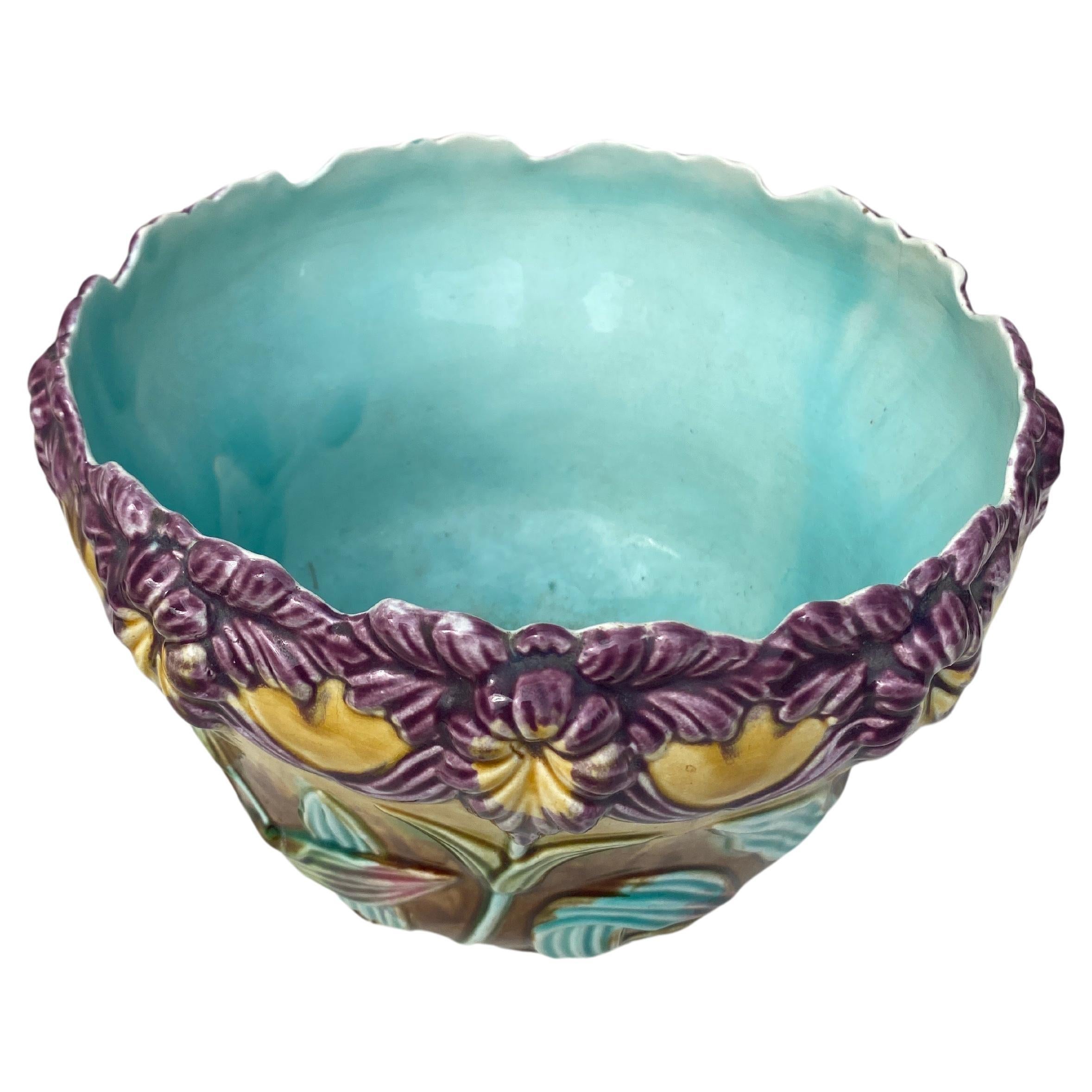 Ceramic French Majolica Orchid Jardinière Onnaing, circa 1880 For Sale