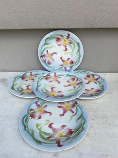 French Majolica Orchid Plate Saint Clement, circa 1900