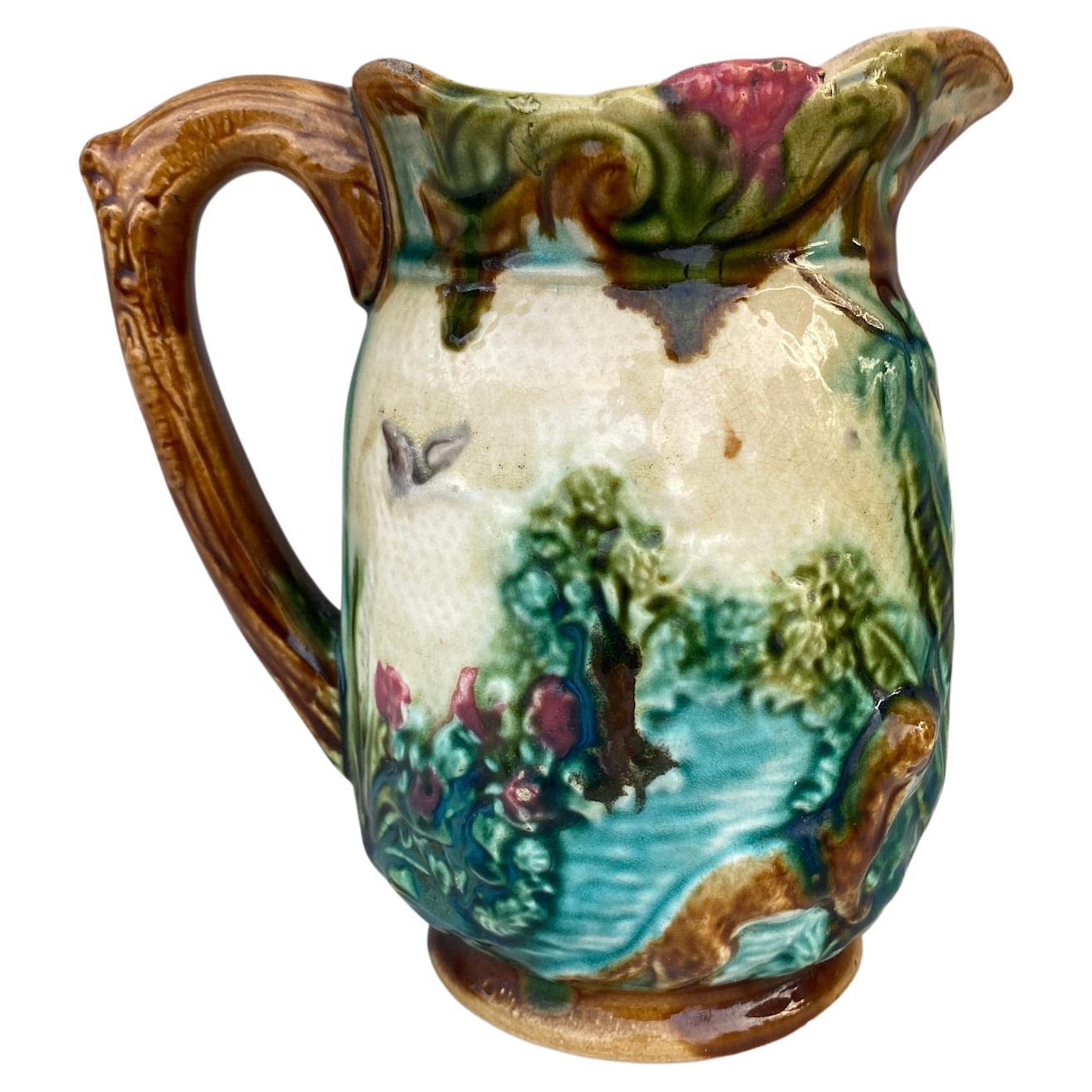 French Majolica Otter Pitcher Onnaing, circa 1900 For Sale