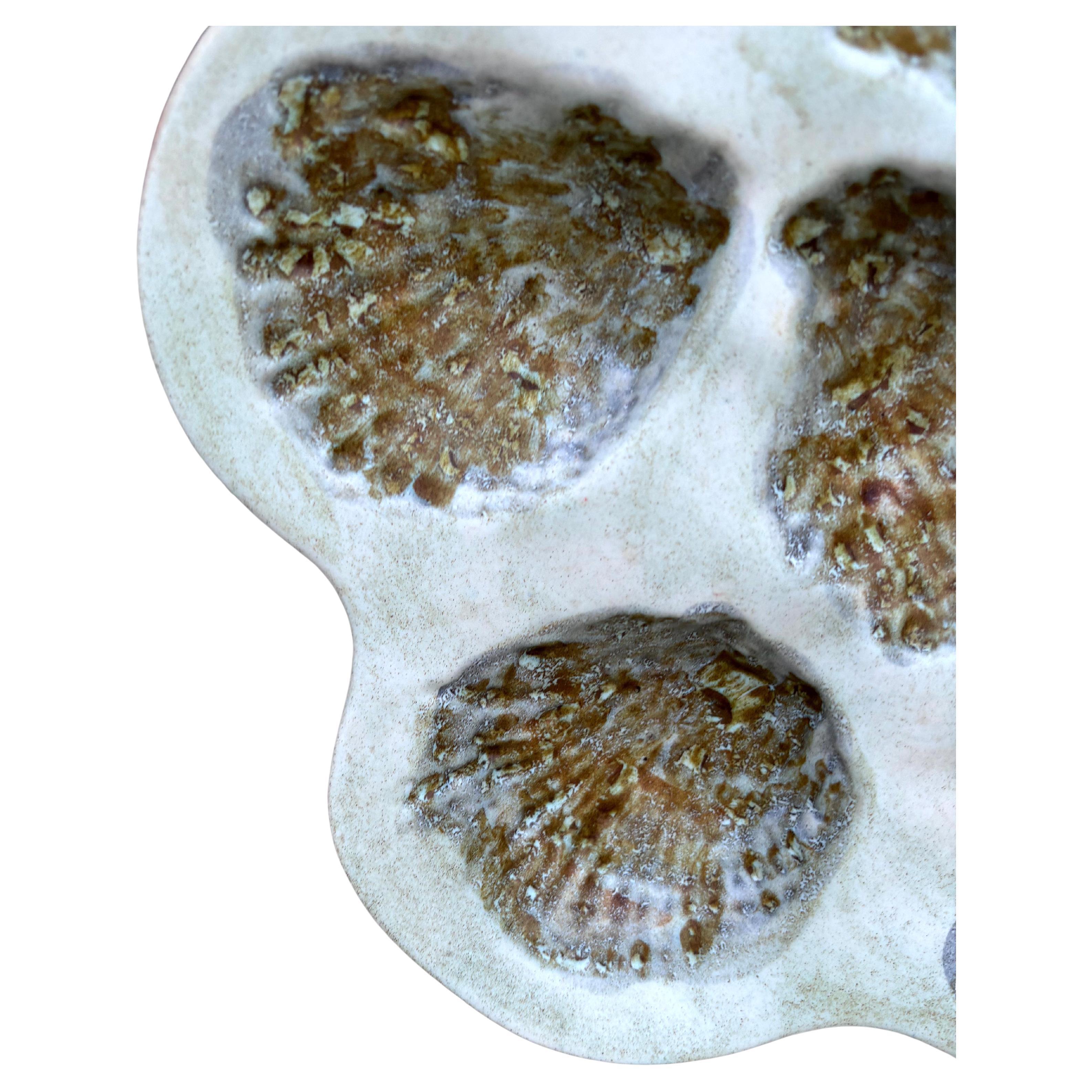 Mid-Century Modern French Majolica Oyster Marcel Guillot Vallauris, circa 1950