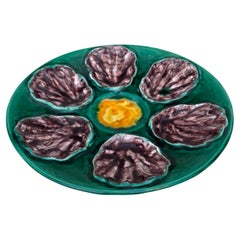 French Majolica Oyster Plate Bavent, circa 1920