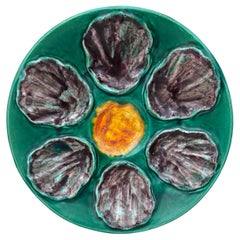 French Majolica Oyster Plate Bavent, circa 1920