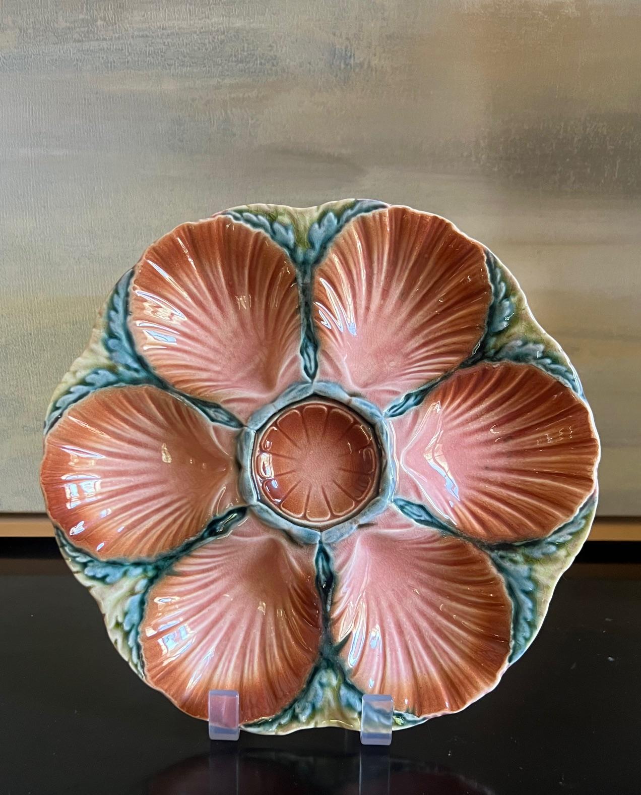 Stile provenzale Piatto da ostrica in maiolica francese di Sarreguemines, C.I.C.