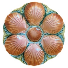 Piatto da ostrica in maiolica francese di Sarreguemines, C.I.C.