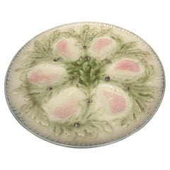 Piatto per ostriche in maiolica francese Choisy-le-Roi, 1880 circa