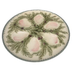 Assiette à huîtres en majolique française Choisy-le-Roi, vers 1880