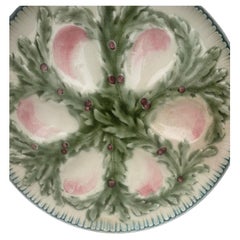 Piatto per ostriche in maiolica francese Choisy-le-Roi, 1880 circa