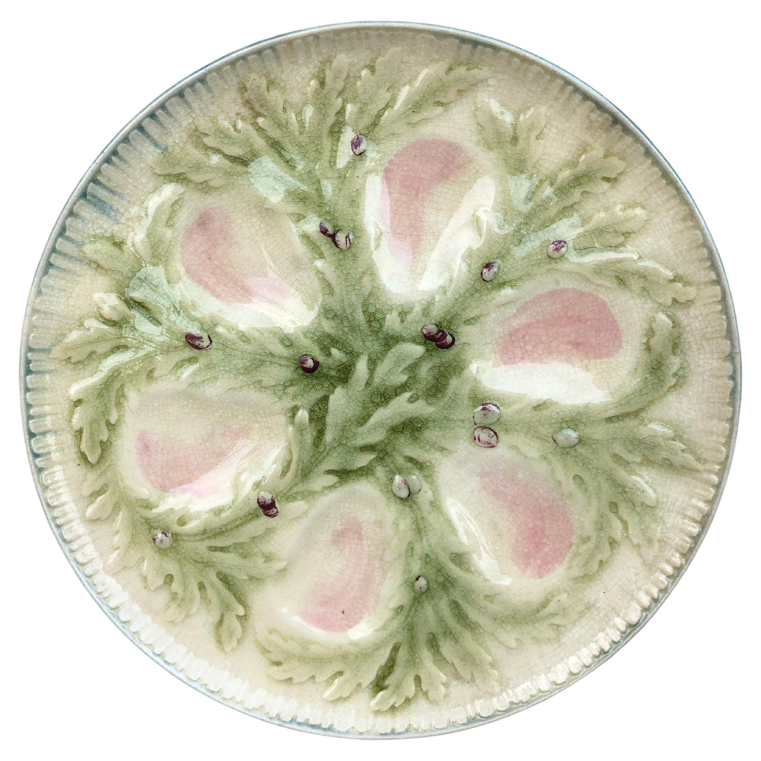 French Majolica Oyster Plate Choisy-le-Roi, circa 1880 For Sale