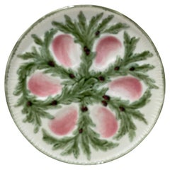 Plato de ostra de mayólica francesa Choisy-le Roi, hacia 1880