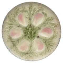 Piatto per ostriche in maiolica francese Choisy-le-Roi, 1880 circa