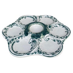 Assiette à huîtres en majolique française, vers 1890