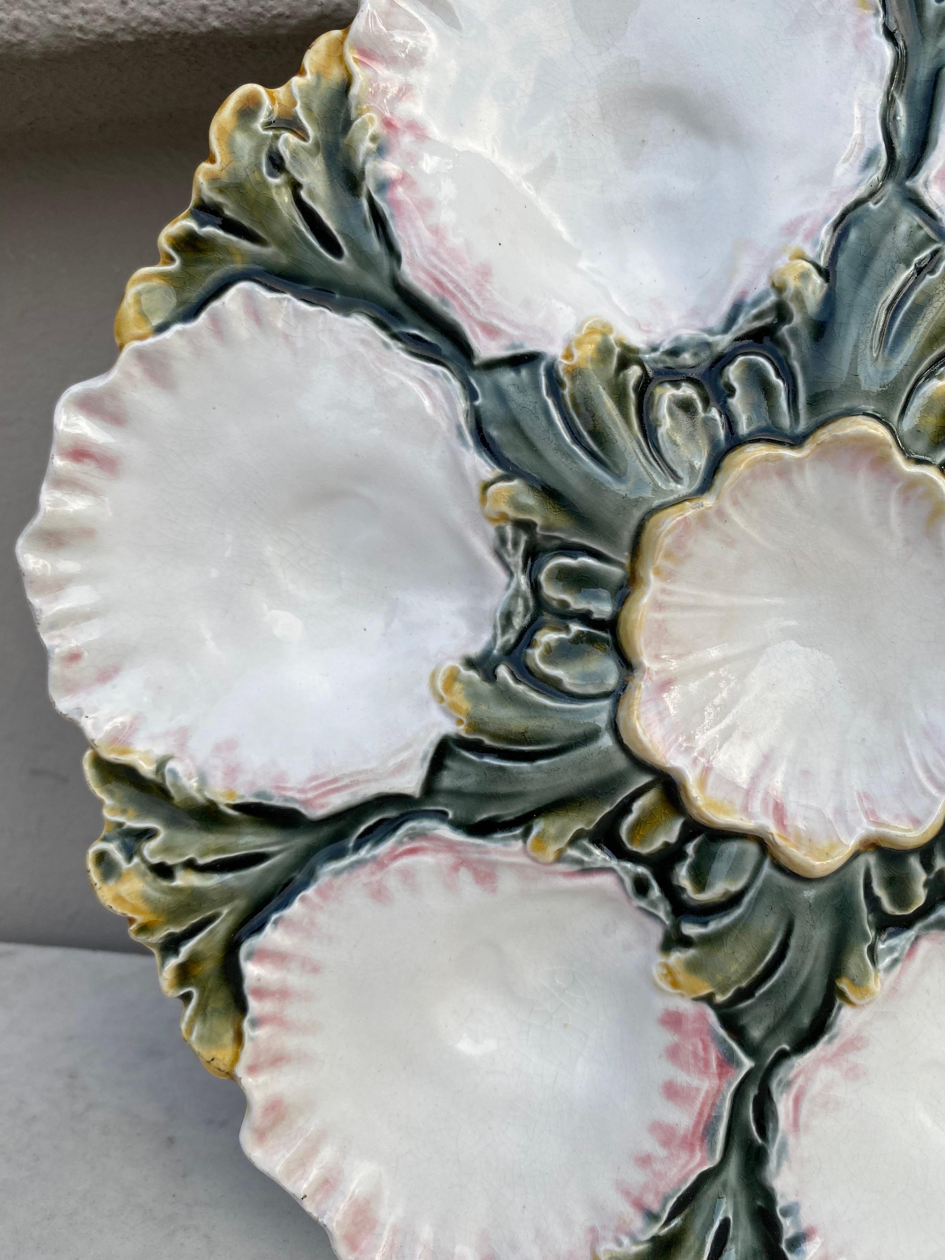Rustic French Majolica Oyster Plate, circa 1890