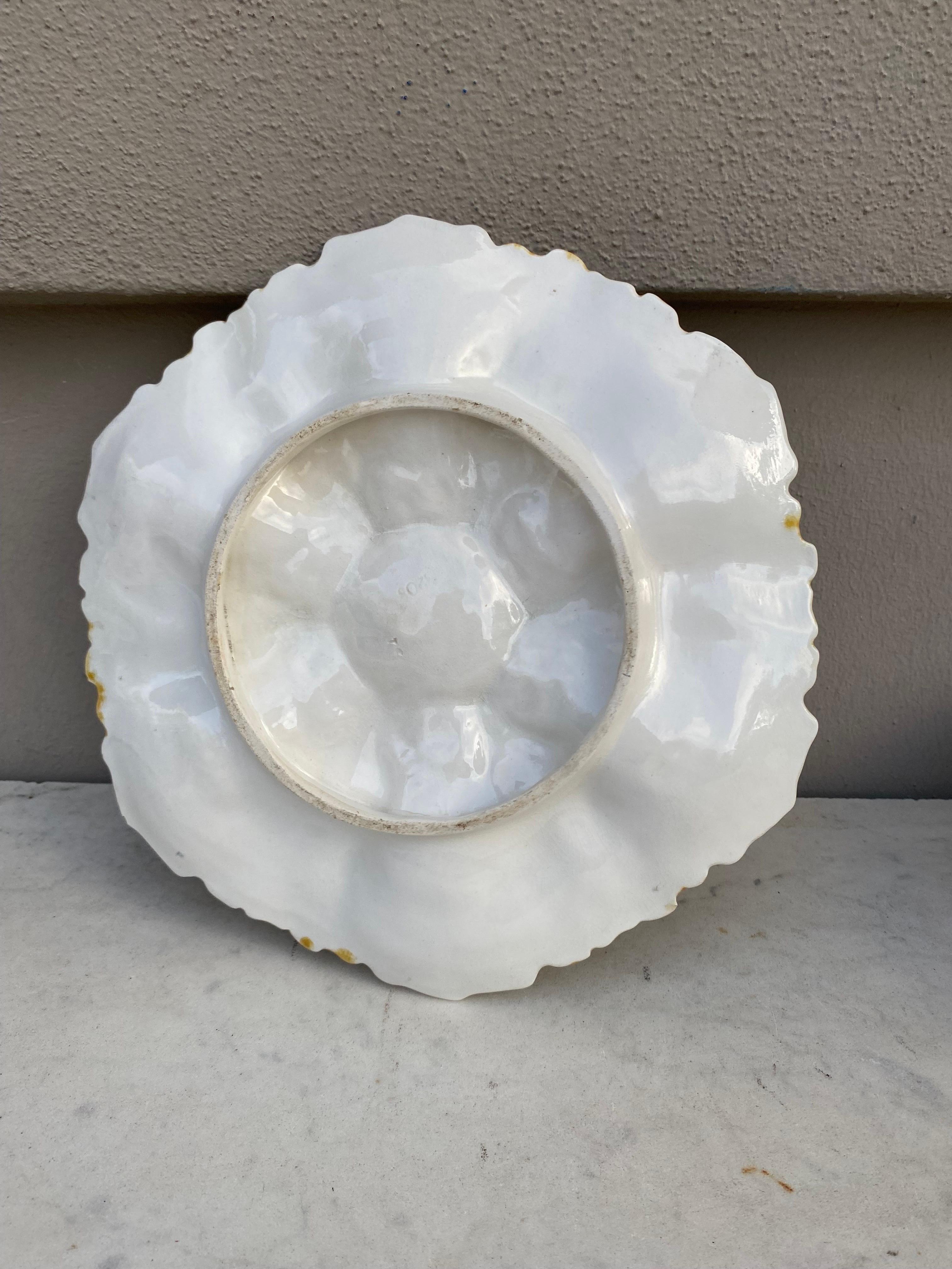 Late 19th Century French Majolica Oyster Plate, circa 1890