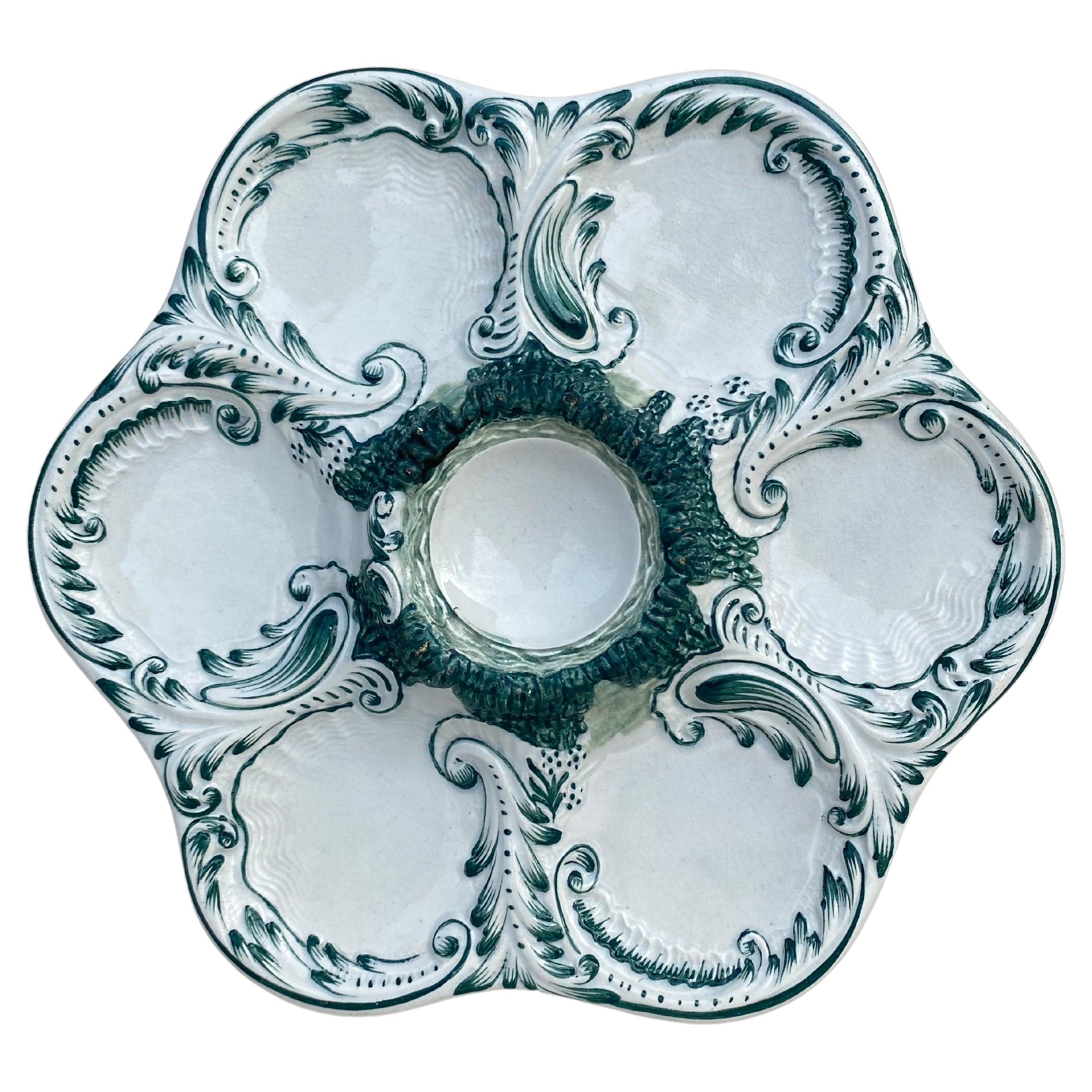 French Majolica Oyster Plate, circa 1890