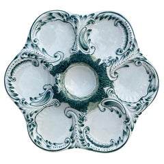 Antique French Majolica Oyster Plate, circa 1890