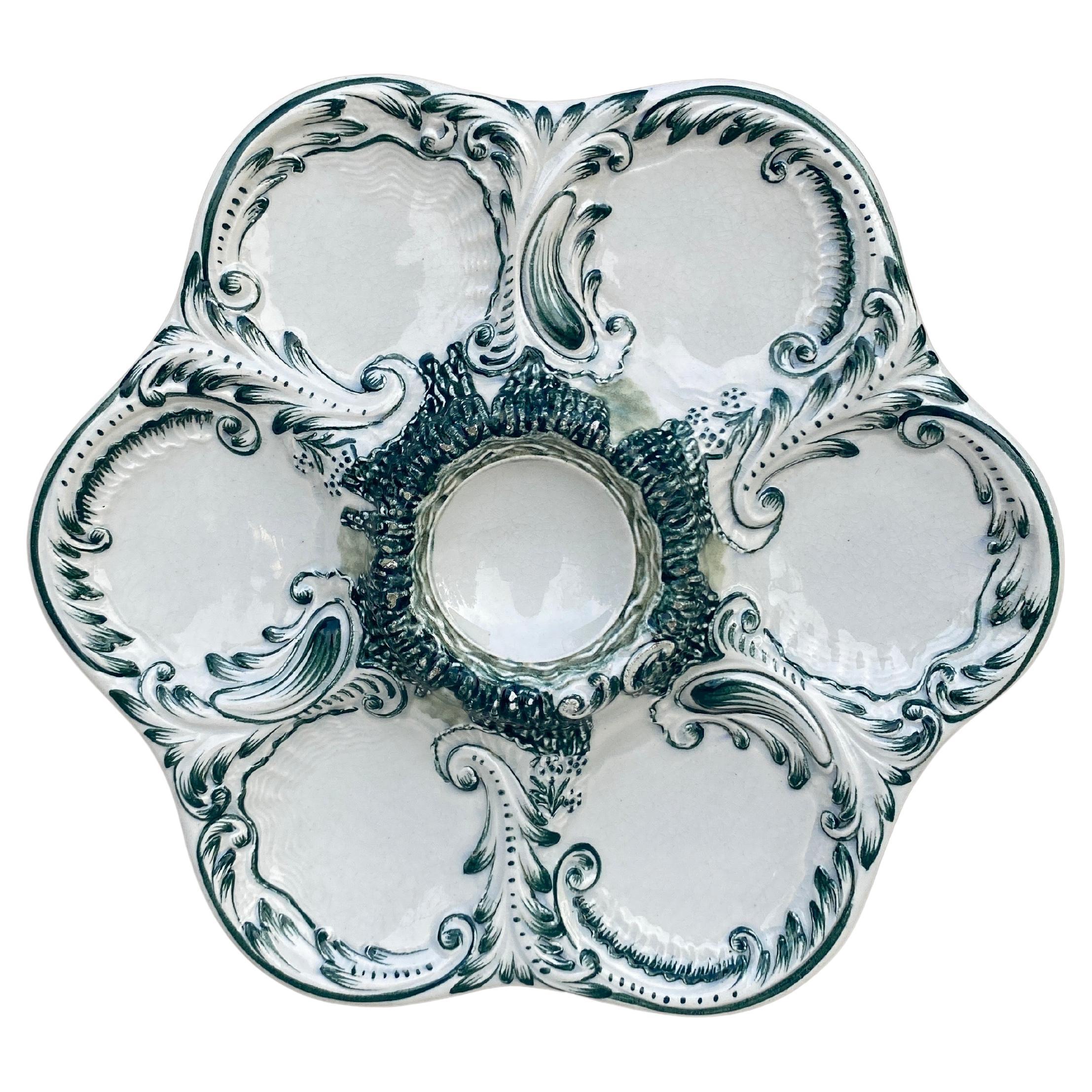 French Majolica Oyster Plate, circa 1890