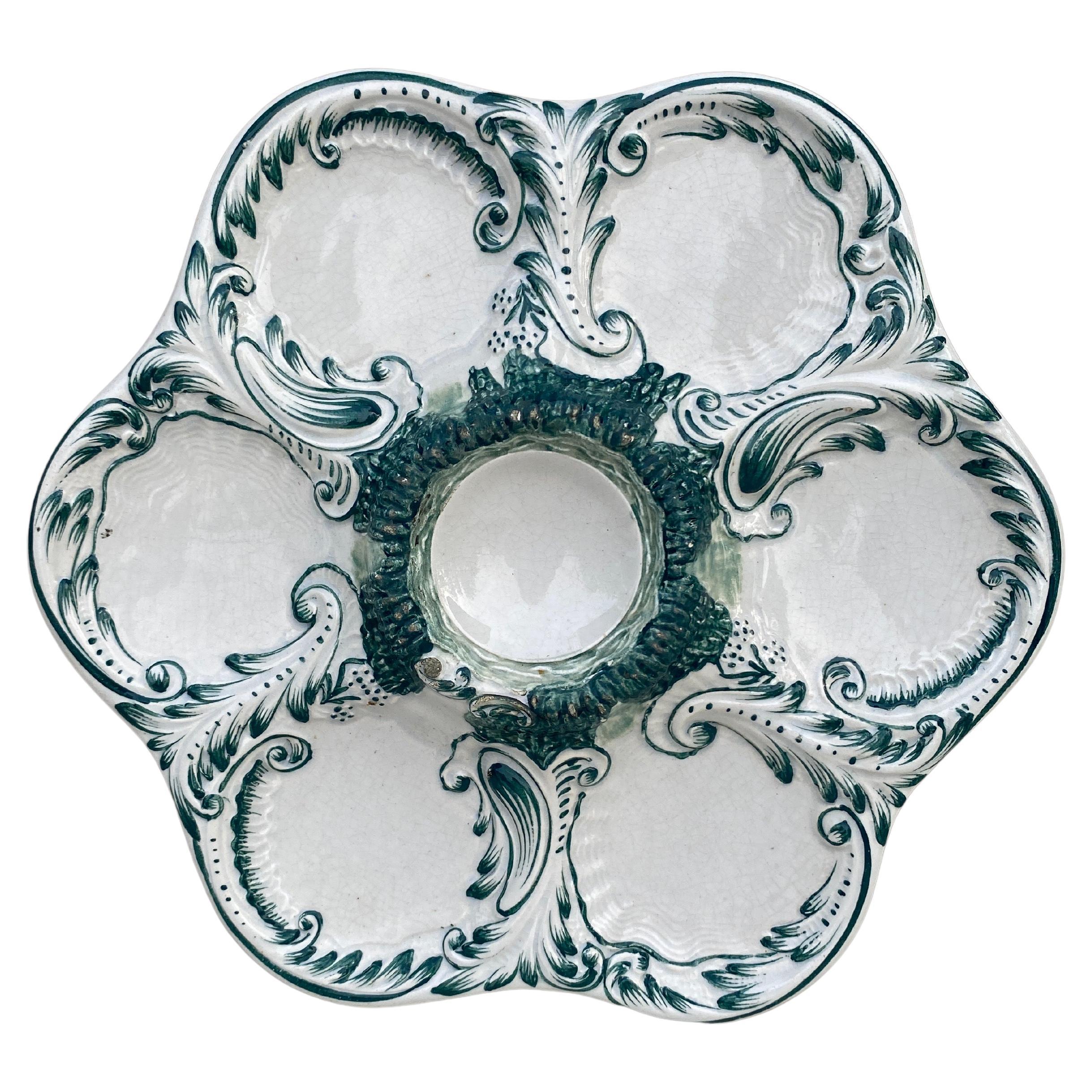 French Majolica Oyster Plate, circa 1890 For Sale