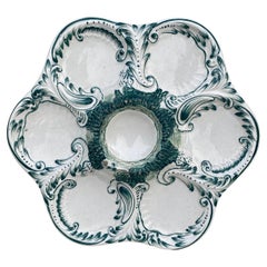 Piatto per ostriche in maiolica francese, 1890 circa