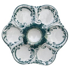 Antique French Majolica Oyster Plate, circa 1890