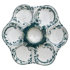 Piatto per ostriche in maiolica francese, 1890 circa