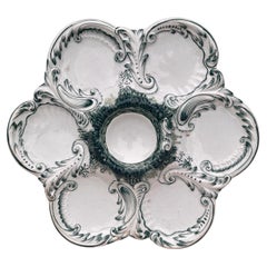 Assiette à huîtres en majolique française, vers 1890